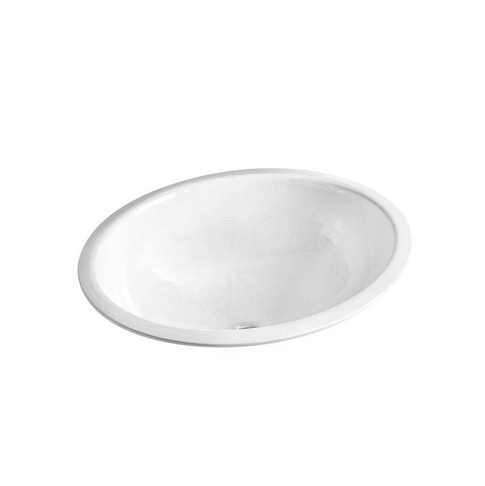 Kohler - SartorialE Paisley Caxton 19-1/4'' oval undermount bathroom sink, no overflow - White Sartorial Paisley