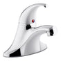 Kohler - Coralais Single-handle centerset bathroom sink faucet with 0.5 gpm vandal-resistant aerator and red/blue indicator, less drain - Polished Chrome