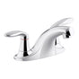 Kohler - Coralais Two-handle centerset bathroom sink faucet with grid drain, 0.5 gpm vandal-resistant aerator and red/blue indicator - Polished Chrome