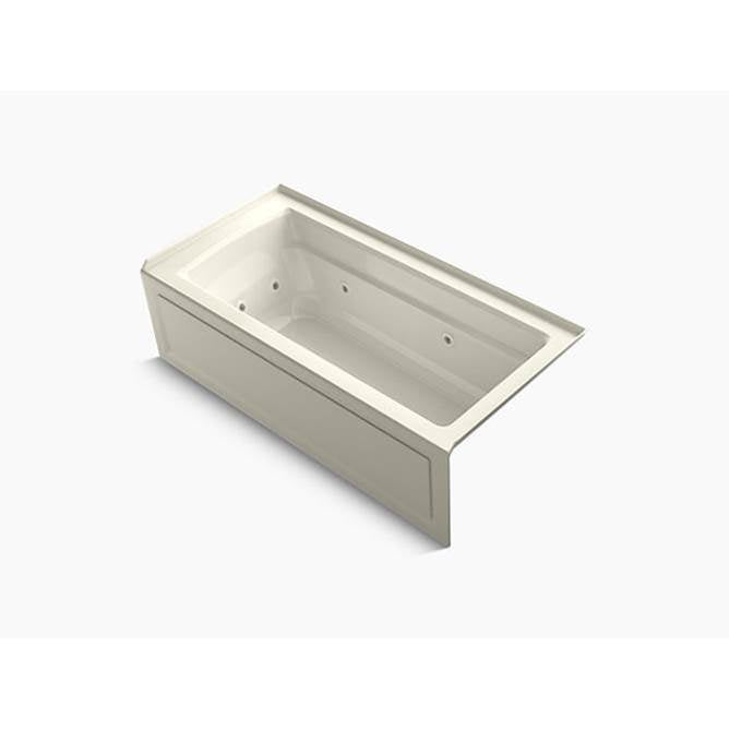 Kohler - Archer 66'' x 32'' alcove whirlpool bath with Bask heated surface, right drain - Biscuit