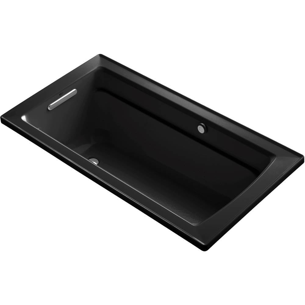 Kohler - Archer 60'' x 32'' drop-in Heated BubbleMassageE air bath - Black
