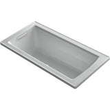 Kohler - Archer 60'' x 30'' drop-in Heated BubbleMassageE air bath - Ice Grey
