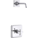 Kohler - Pinstripe Pure Rite-Temp shower trim kit with cross handle, without showerhead - Polished Chrome