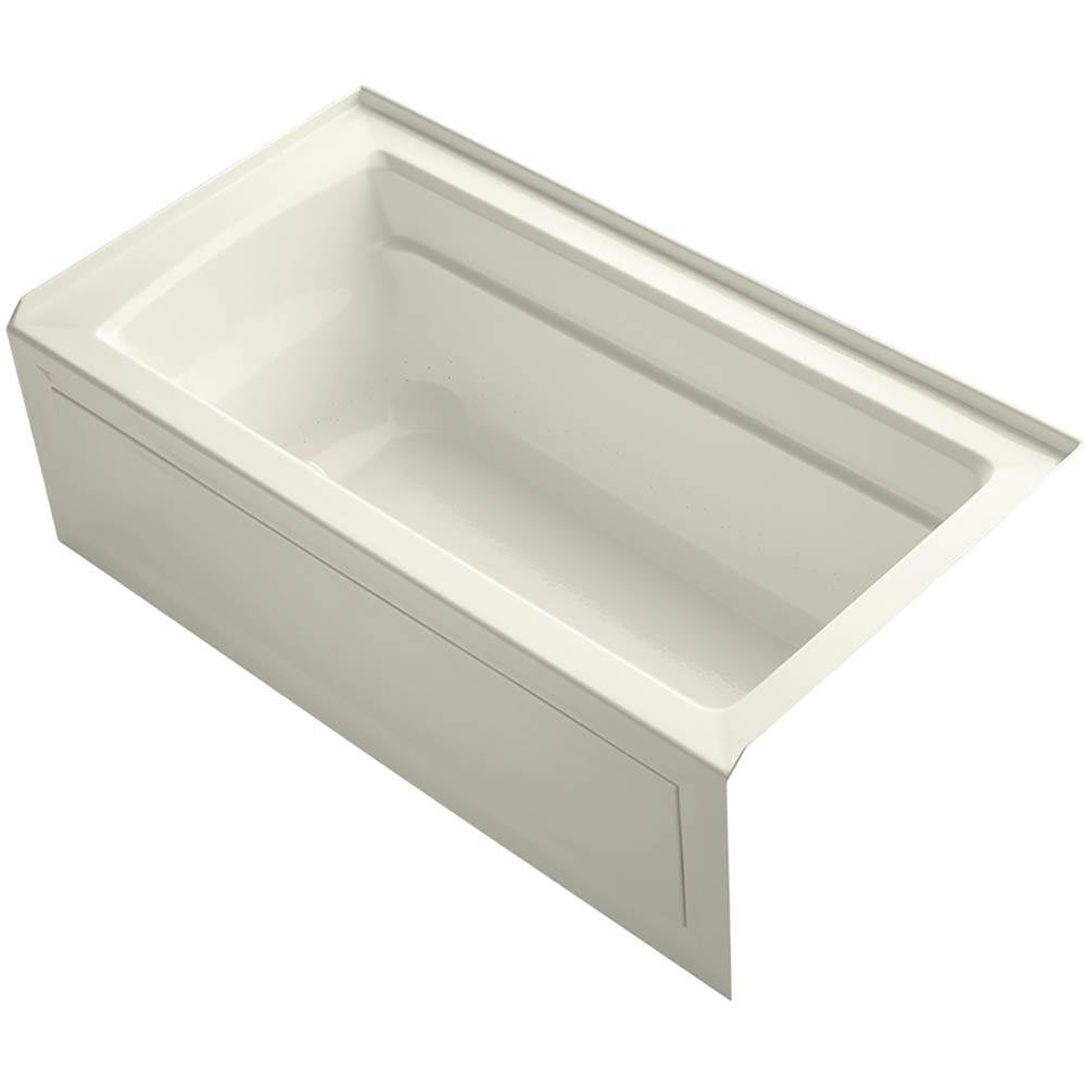 Kohler - Archer 60'' x 32'' alcove Heated BubbleMassageE air bath, right drain - Biscuit