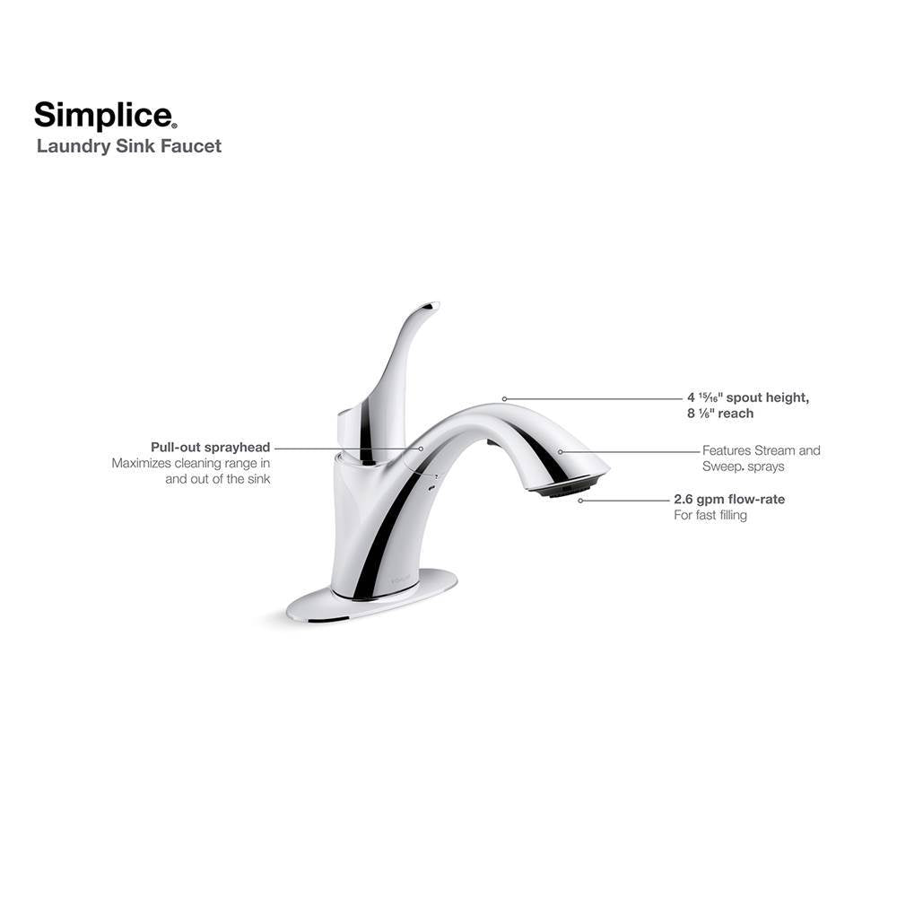 Simplice Pull-out laundry sink faucet with two-function sprayhead