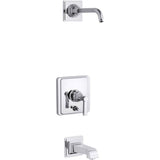 Kohler - Pinstripe Pure Rite-Temp bath and shower trim kit with push-button diverter and lever handle, without showerhead - Polished Chrome
