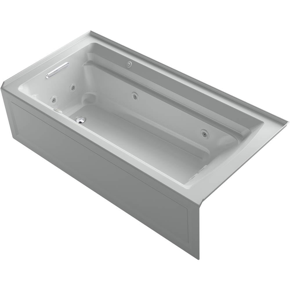 Kohler - Archer 72'' x 36'' alcove Heated BubbleMassageE air bath and whirlpool, left drain - Ice Grey