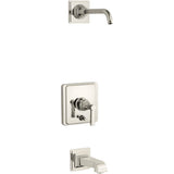 Kohler - Pinstripe Pure Rite-Temp bath and shower trim kit with push-button diverter and lever handle, without showerhead - Vibrant Polished Nickel