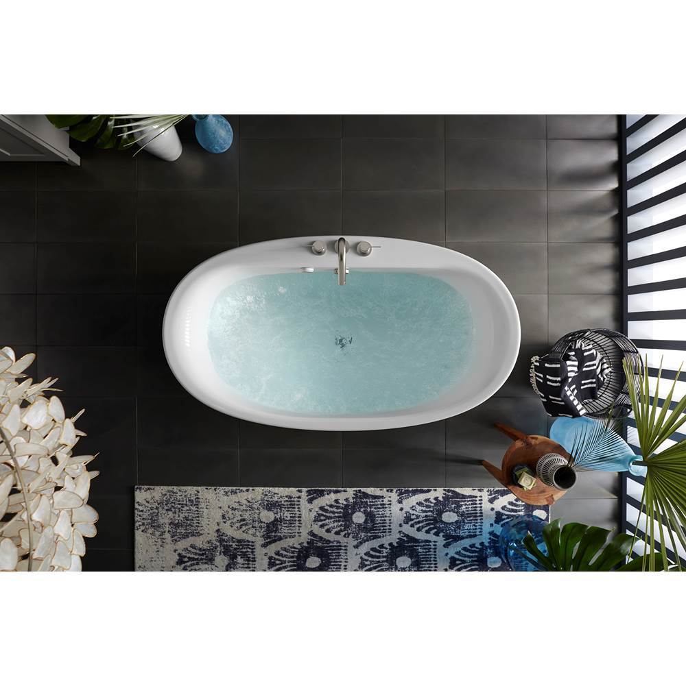 Sunstruck 60'' x 34'' freestanding bath with straight shroud