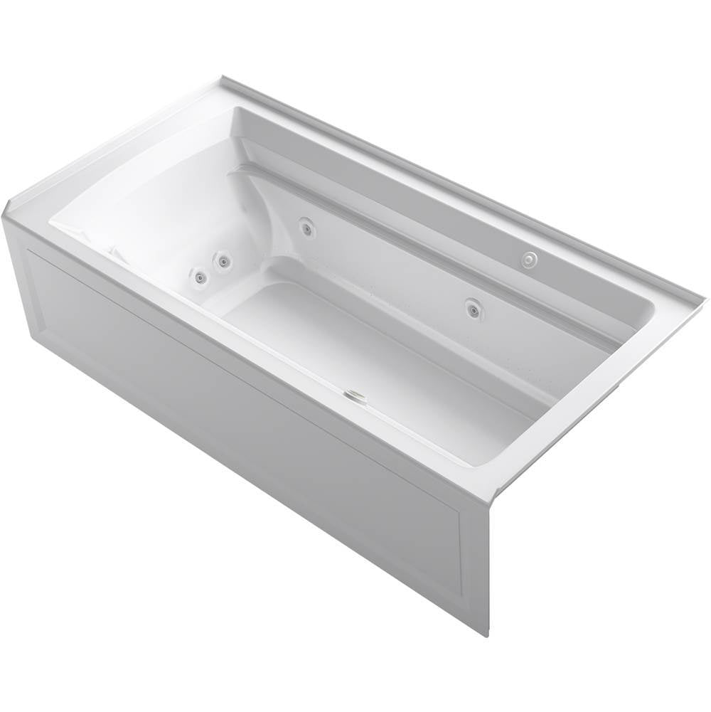 Kohler - Archer 72'' x 36'' alcove Heated BubbleMassageE air bath and whirlpool, right drain - White