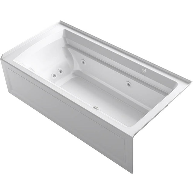 Kohler - Archer 72'' x 36'' alcove Heated BubbleMassageE air bath and whirlpool, right drain - White