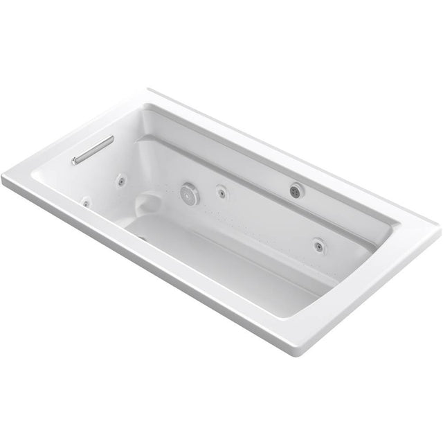 Kohler - Archer 60'' x 32'' drop-in Heated BubbleMassageE air bath and whirlpool - White