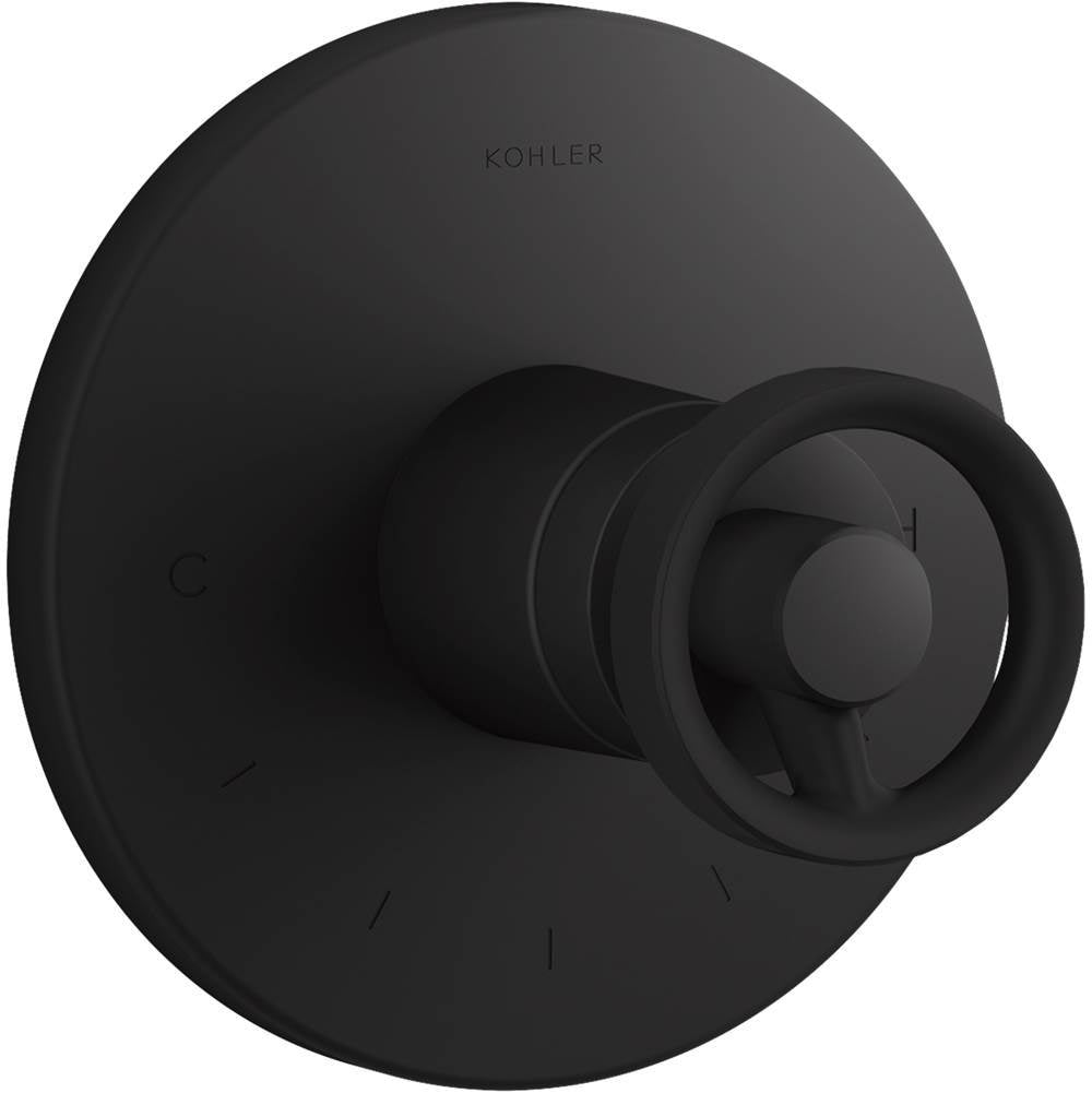Kohler - Components MasterShower temperature control valve trim with Industrial handle - Matte Black