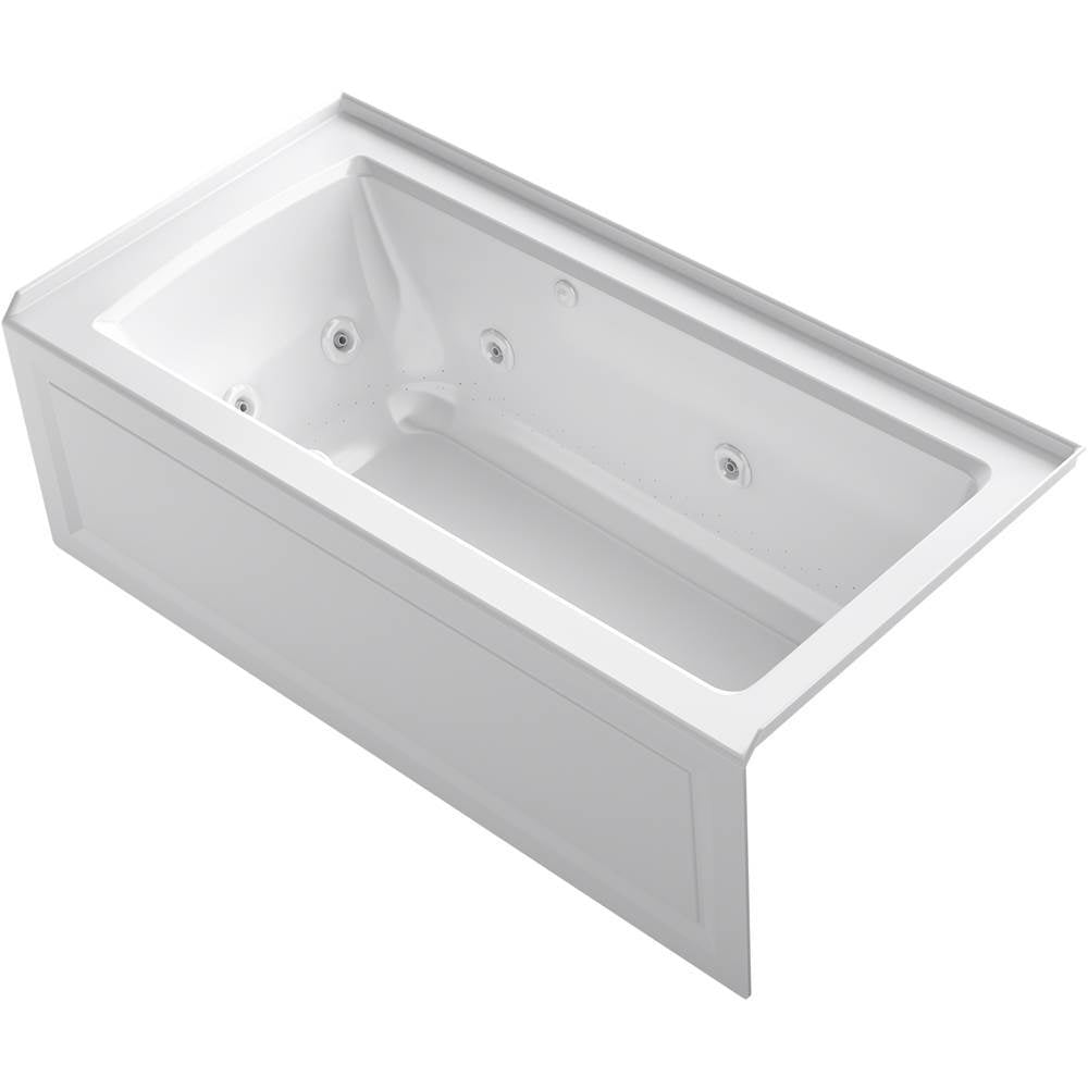 Kohler - Archer 60'' x 30'' alcove Heated BubbleMassageE air bath and whirlpool, right drain - White