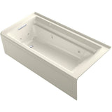 Kohler - Archer 72'' x 36'' alcove Heated BubbleMassageE air bath and whirlpool, left drain - Biscuit