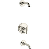Kohler - Purist Rite-Temp bath and shower trim kit with push-button diverter and lever handle, without showerhead - Vibrant Polished Nickel
