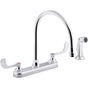 Kohler - Triton Bowe 1.5 gpm kitchen sink faucet with 9-5/16'' gooseneck spout, matching finish sidespray, aerated flow and wristblade handles - Polished Chrome
