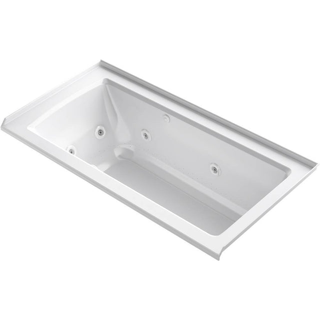 Kohler - Archer 60'' x 30'' alcove Heated BubbleMassageE air bath and whirlpool, right drain - White