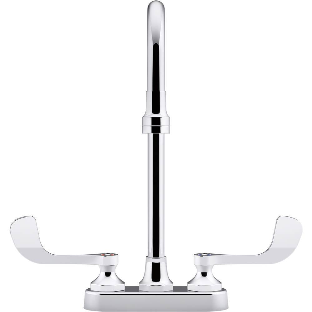 Triton Bowe 0.5 gpm centerset bathroom sink faucet with aerated flow, gooseneck spout and wristblade handles, drain not included