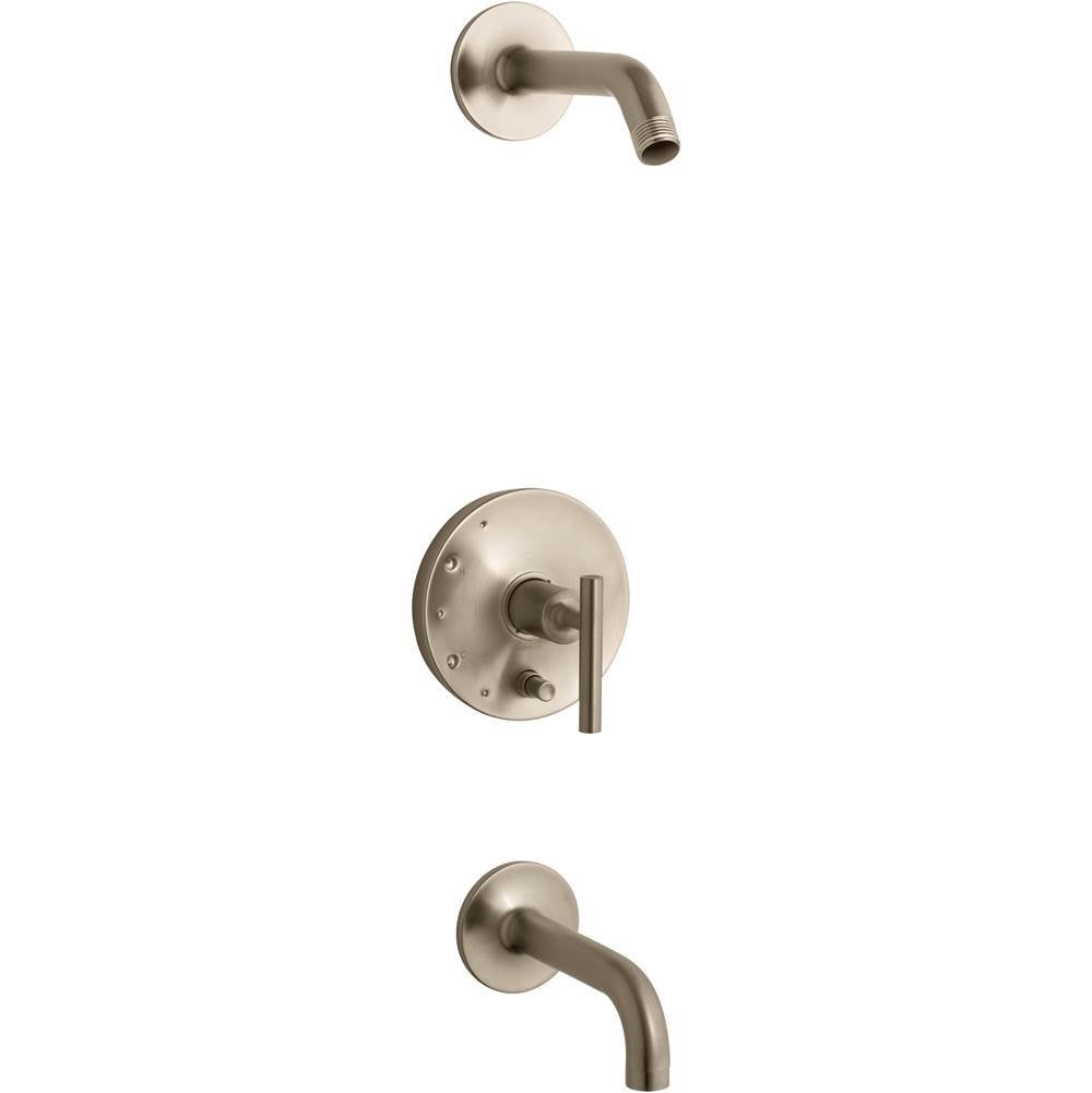 Kohler - Purist Rite-Temp bath and shower trim kit with push-button diverter and lever handle, without showerhead - Vibrant Brushed Bronze