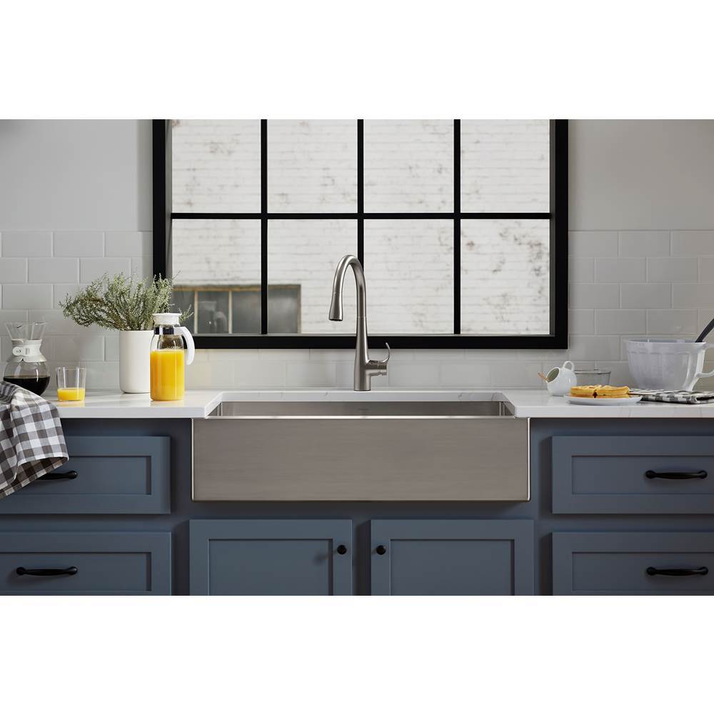 Simplice Touchless pull-down kitchen sink faucet with three-function sprayhead