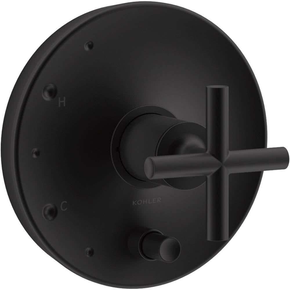 Kohler - Purist Rite-Temp valve trim with push-button diverter and cross handle - Matte Black