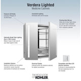Verdera 34'' x 30'' two-door lighted medicine cabinet, left-hinged