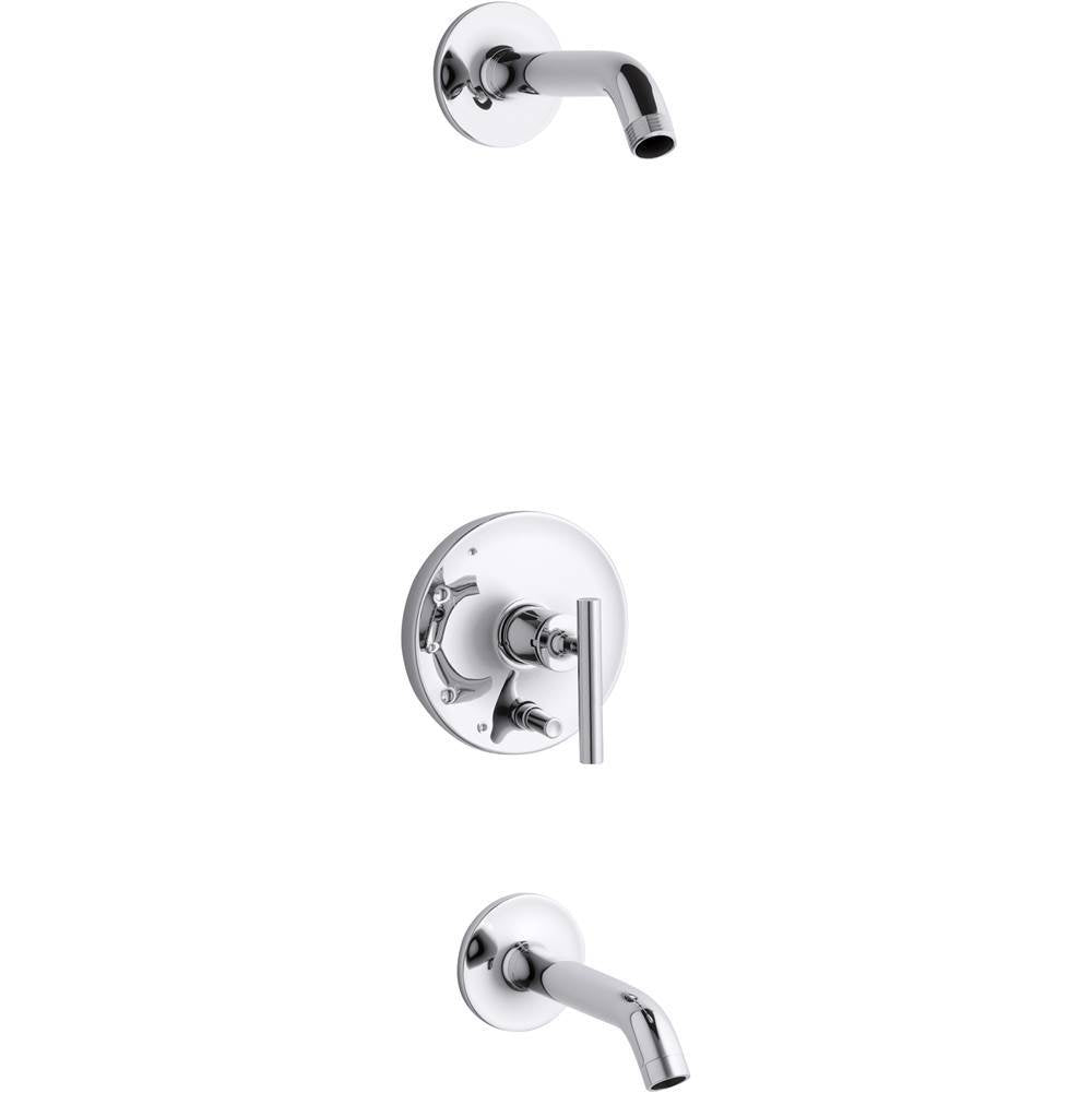Kohler - Purist Rite-Temp bath and shower trim kit with push-button diverter and lever handle, without showerhead - Polished Chrome