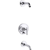 Kohler - Purist Rite-Temp bath and shower trim kit with push-button diverter and lever handle, without showerhead - Polished Chrome