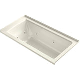 Kohler - Archer 60'' x 30'' alcove Heated BubbleMassageE air bath and whirlpool, right drain - Biscuit