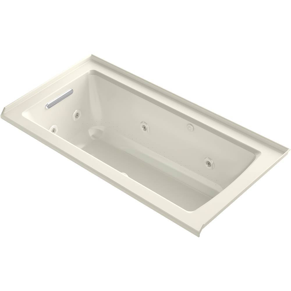 Kohler - Archer 60'' x 30'' alcove Heated BubbleMassageE air bath and whirlpool, left drain - Biscuit
