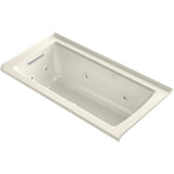 Kohler - Archer 60'' x 30'' alcove Heated BubbleMassageE air bath and whirlpool, left drain - Biscuit