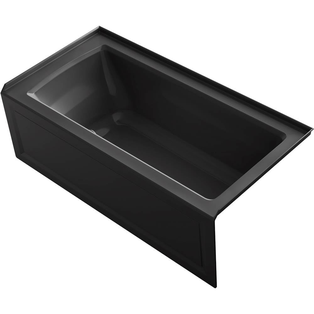 Kohler - Archer 60'' x 30'' alcove Heated BubbleMassageE air bath, right drain - Black