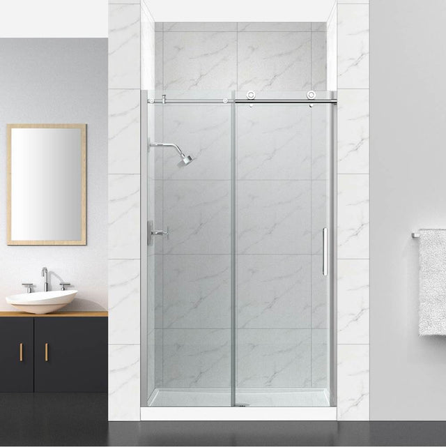 Kohler - ComposedE Sliding shower door, 78'' H x 44-5/8 - 47-7/8'' W, with 3/8'' thick Crystal Clear glass - Bright Polished Silver