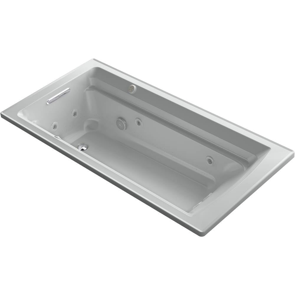 Kohler - Archer 72'' x 36'' drop-in Heated BubbleMassageE air bath and whirlpool - Ice Grey