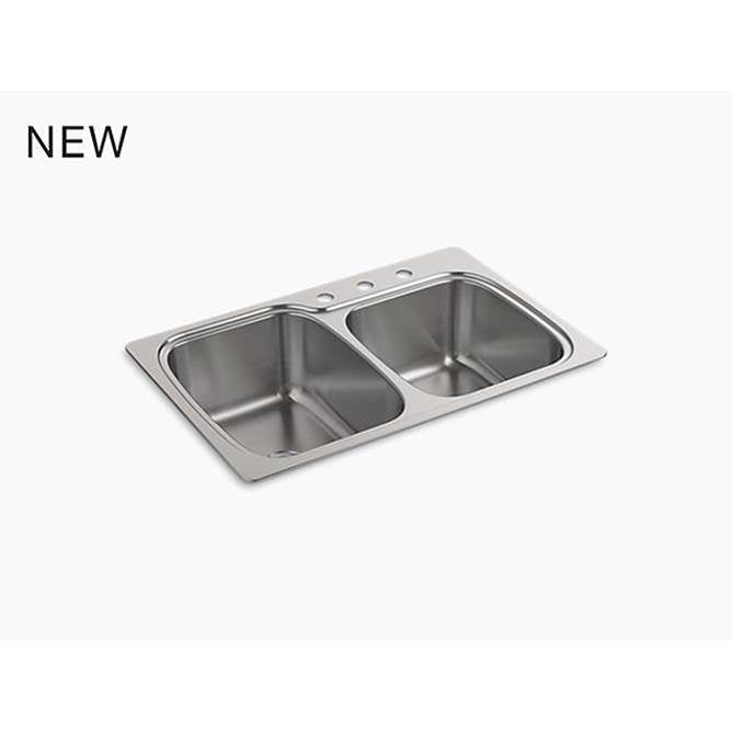 Kohler - VerseE 33'' top-/undermount double-bowl kitchen sink - Stainless Steel
