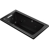 Kohler - Archer 60'' x 30'' drop-in Heated BubbleMassageE air bath with whirlpool - Black