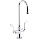 Kohler - Triton Bowe 1.0 gpm monoblock gooseneck bathroom sink faucet with aerated flow and wristblade handles, drain not included - Polished Chrome