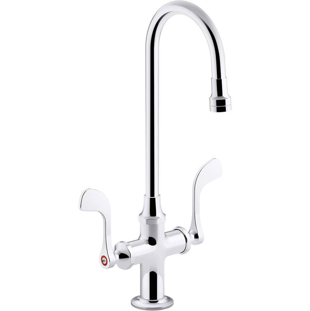 Kohler - Triton Bowe 1.0 gpm monoblock gooseneck bathroom sink faucet with aerated flow and wristblade handles, drain not included - Polished Chrome