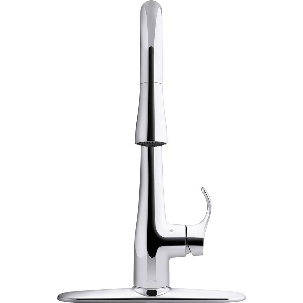 Simplice Touchless pull-down kitchen sink faucet with three-function sprayhead