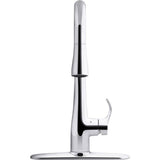 Simplice Touchless pull-down kitchen sink faucet with three-function sprayhead