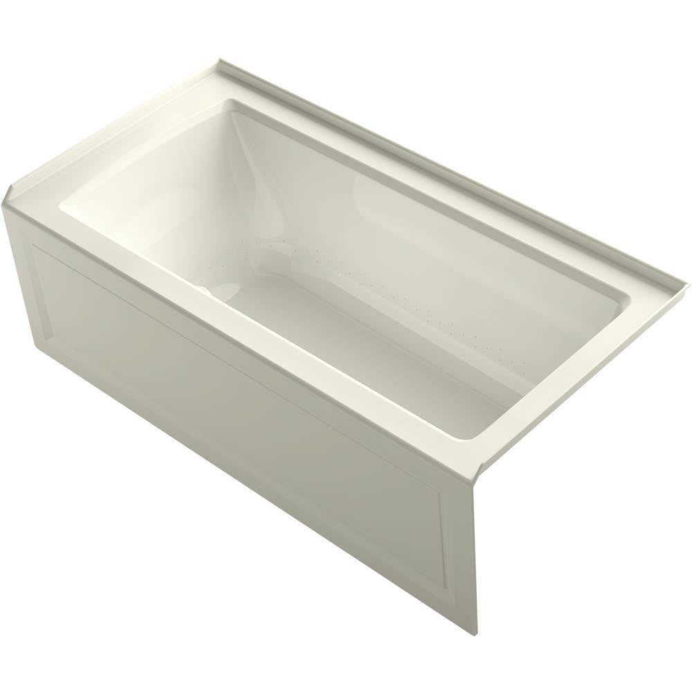 Kohler - Archer 60'' x 30'' alcove Heated BubbleMassageE air bath, right drain - Biscuit