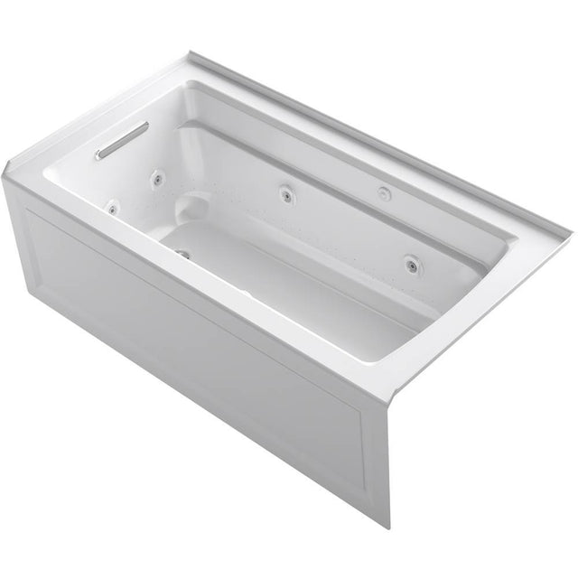 Kohler - Archer 60'' x 32'' alcove Heated BubbleMassageE air bath and whirlpool, right drain - White