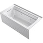 Kohler - Archer 60'' x 32'' alcove Heated BubbleMassageE air bath and whirlpool, right drain - White