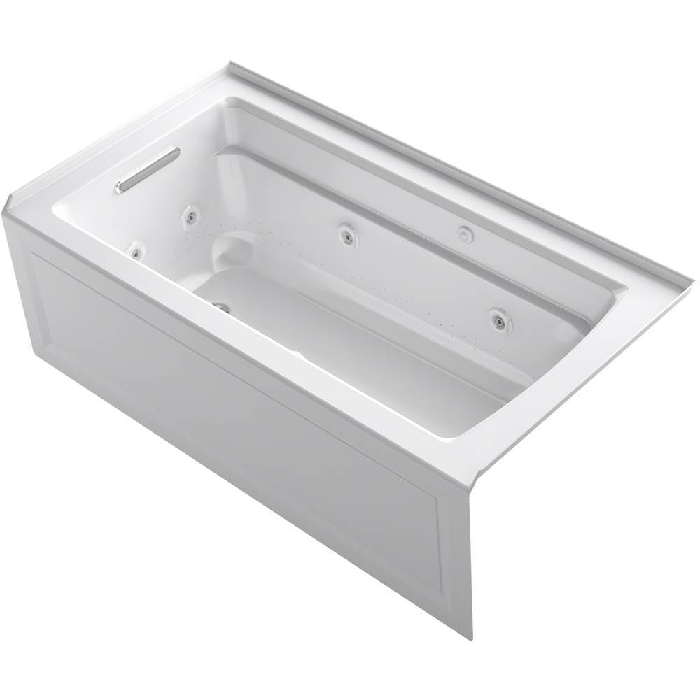 Kohler - Archer 60'' x 32'' alcove Heated BubbleMassageE air bath and whirlpool, left drain - White