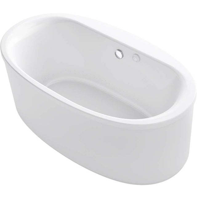 Kohler - Sunstruck 65-1/2'' x 35-1/2'' freestanding Heated BubbleMassageE air bath with Bask heated surface and straight shroud - White