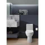 Reach One-piece compact elongated toilet with skirted trapway, 1.28 gpf