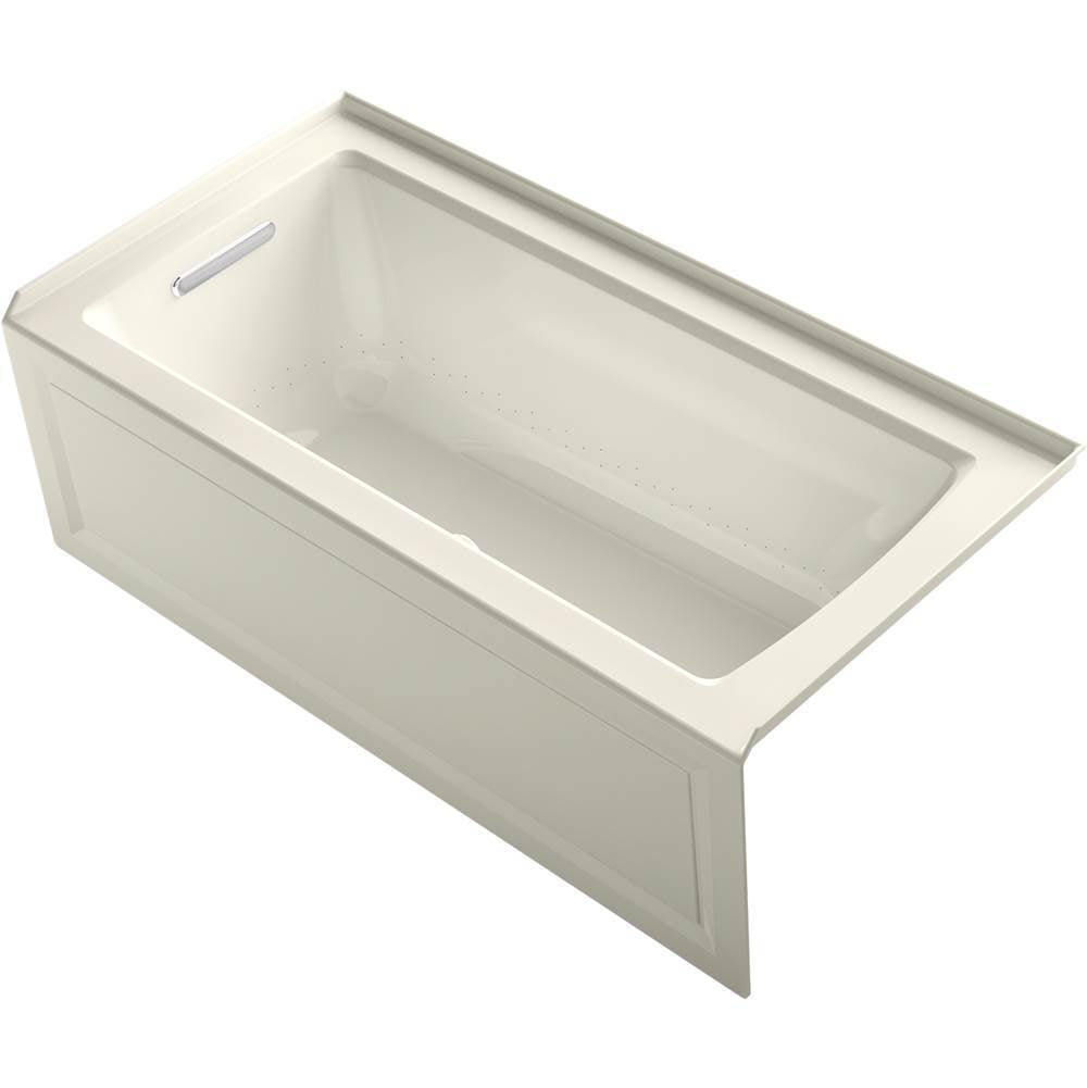 Kohler - Archer 60'' x 30'' integral apron Heated BubbleMassageE air bath with Bask heated surface and left-hand drain - Biscuit