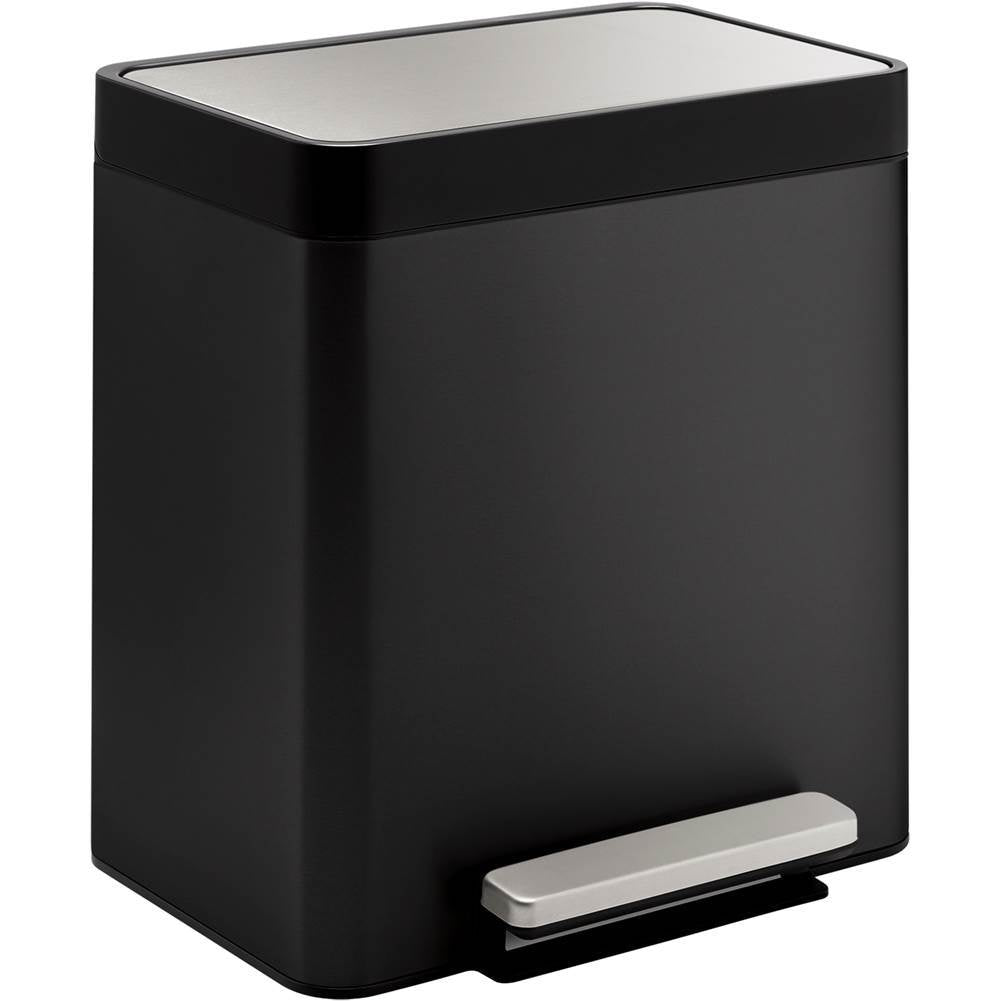Kohler - 8-gallon stainless steel step trash can - Black Stainless