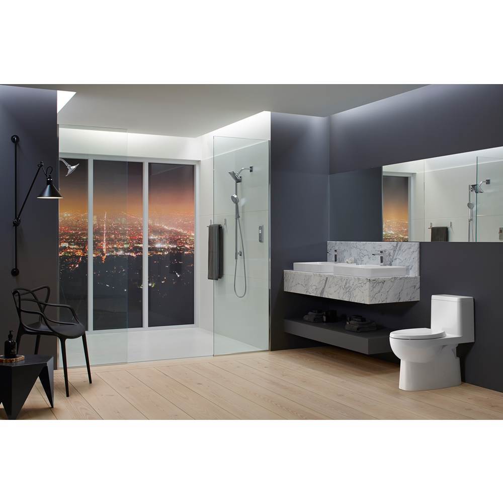 Reach One-piece compact elongated toilet with skirted trapway, 1.28 gpf